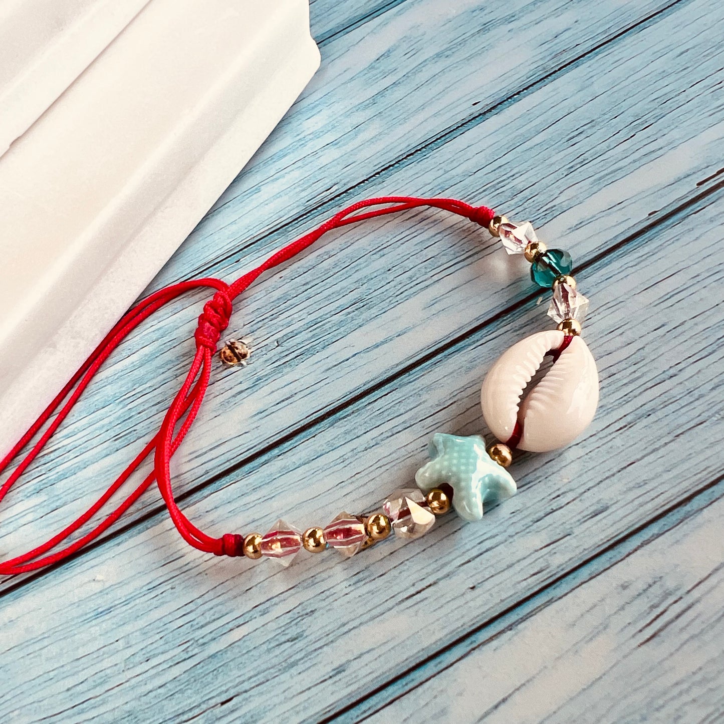 Cowry Red Cord Bracelet