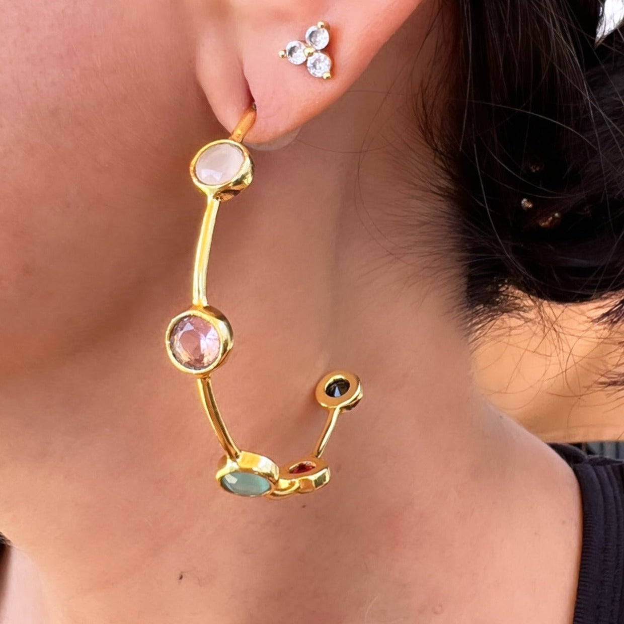 Multi Gemstone Hoops
