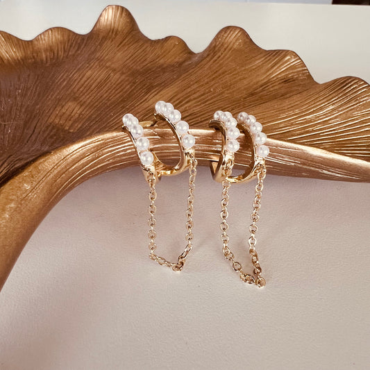Pearl chain earring cuff