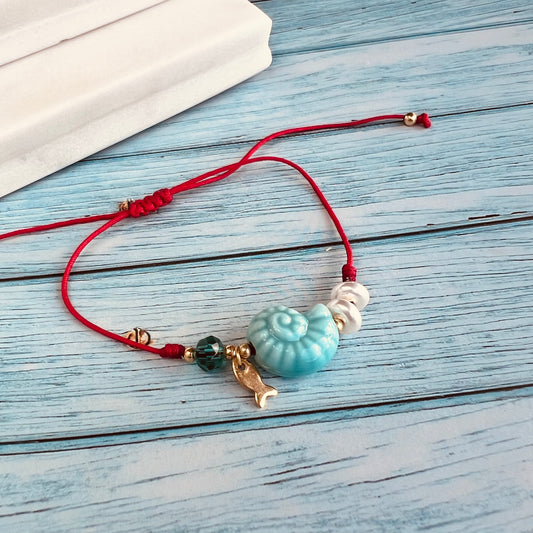 Shell Red Cord Bracelet