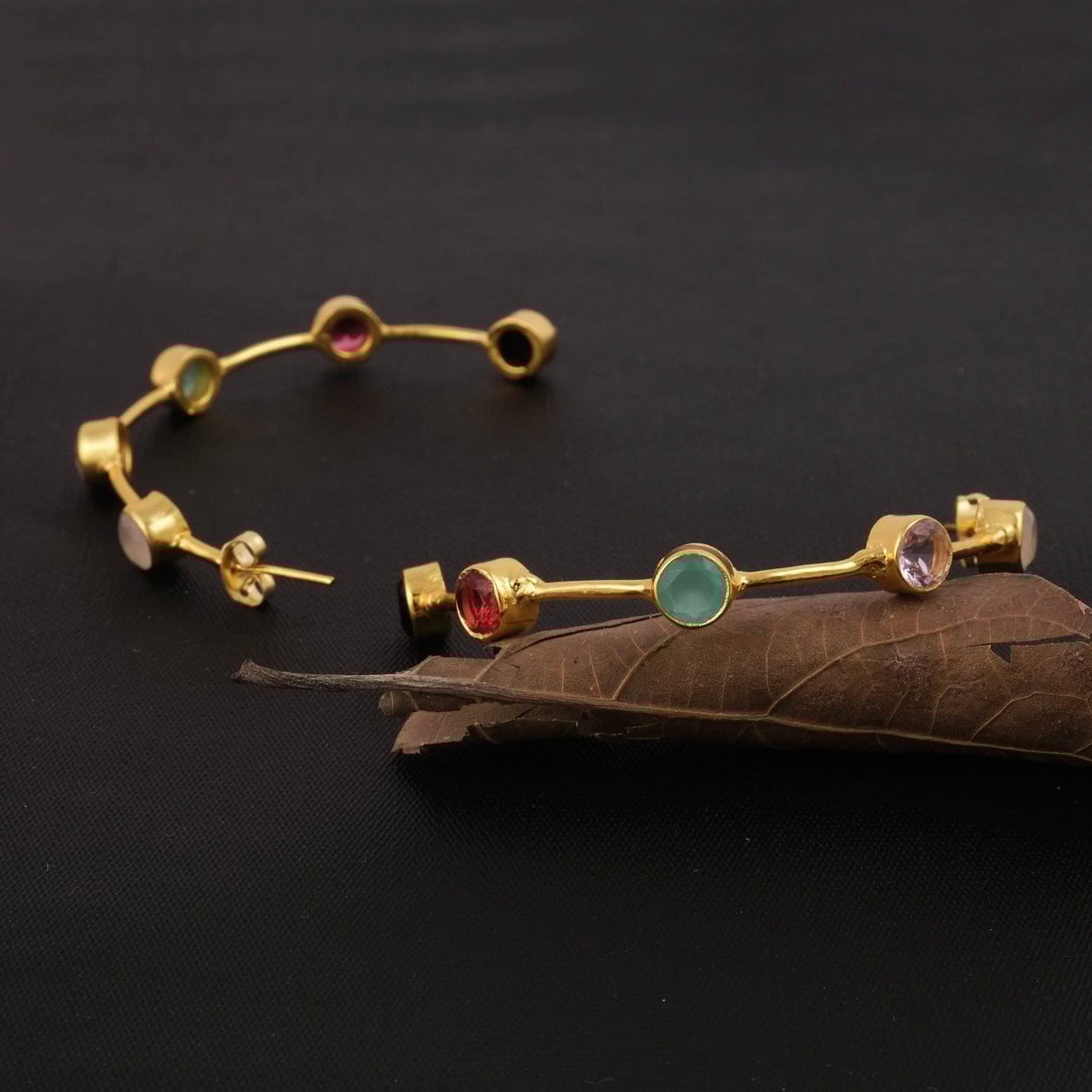 Multi Gemstone Hoops