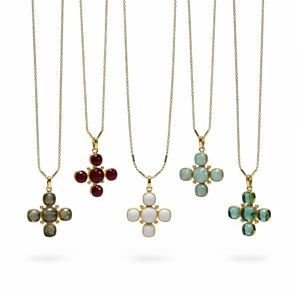 Gemstone Cross Necklace