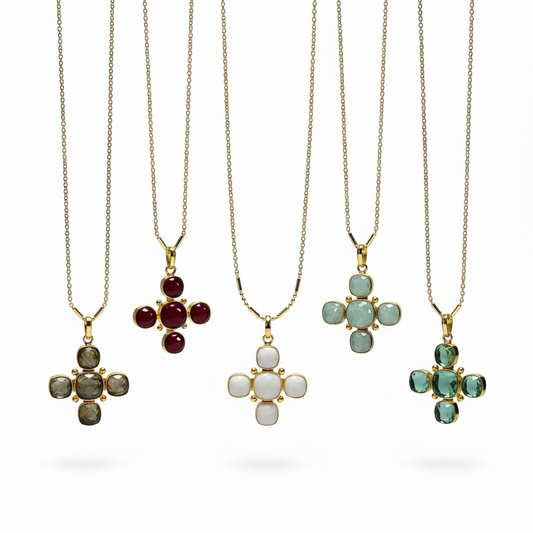Gemstone Cross Necklace