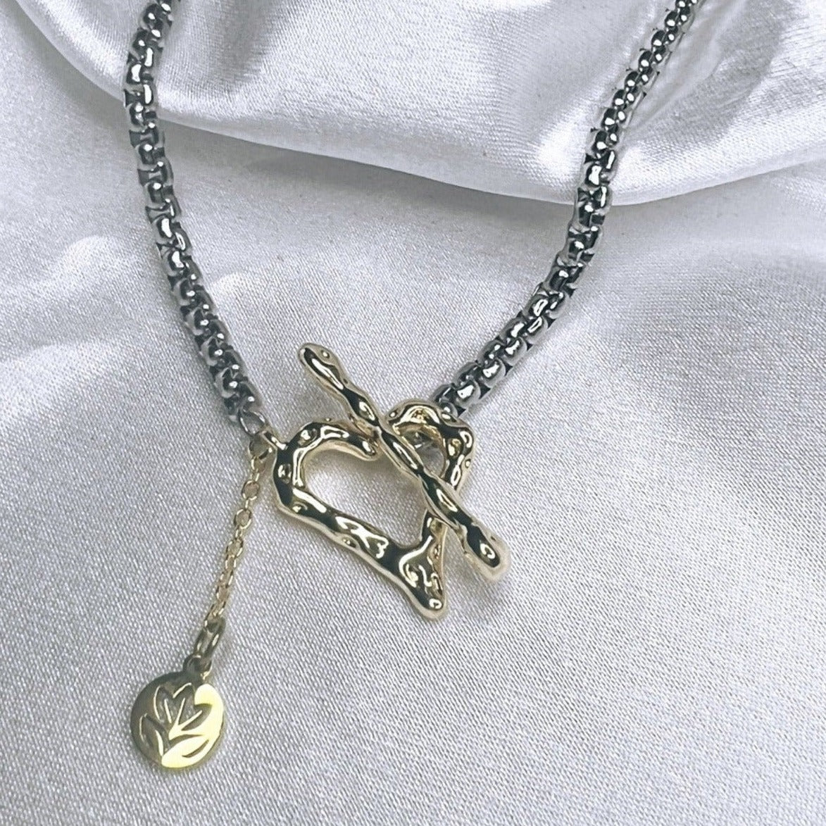 Two Tone Heart Necklace